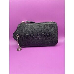 Rare Coach Hangtag Shaped Wallet Wristlet Black Blue Floral 52928